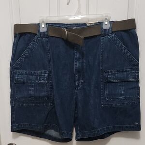 St. John's Bay Blue Cargo Shorts Durable Denim